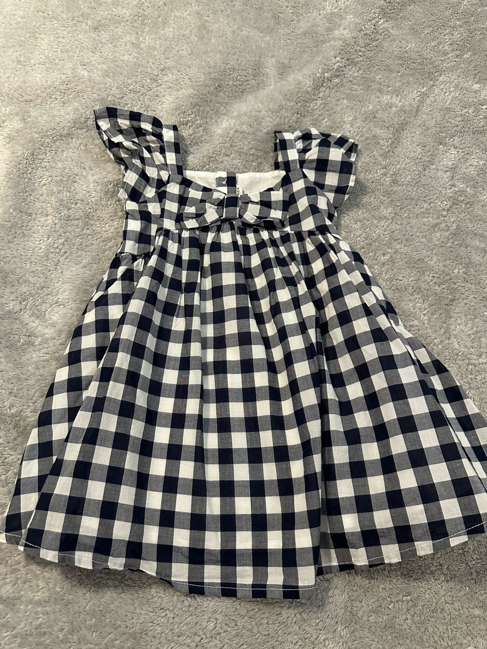 Janie and Jack Navy and White Gingham Bow-Front Dress - NWT 12-18 Months